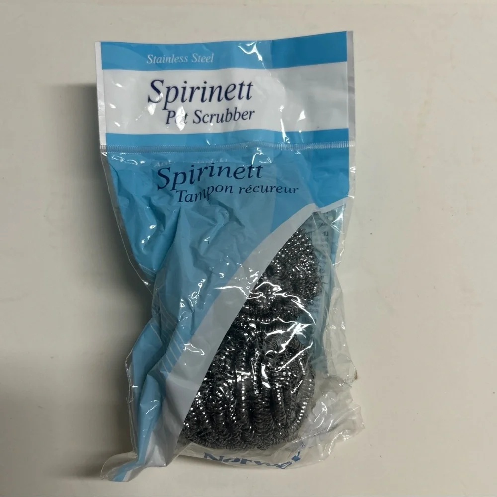 Norwex Spirinett Pack of 2 Stainless Steel Scouring Pad Pot Scrubber Sponges - Picture 1 of 2